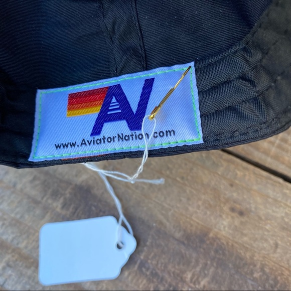 ✨AVIATOR NATION BLK VINTAGE STYLE NYLON TRUCKER HAT W/LOGO PATCH NWT UNISEX main image 7
